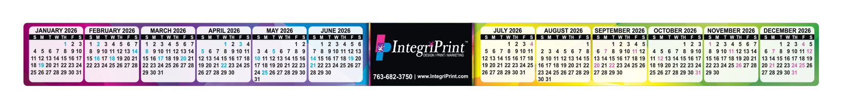 2026 Removable Computer Strip Calendar